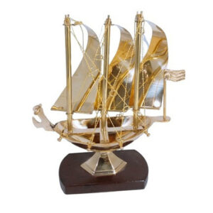 VYOM CURATIONS Precious Items SHIP- B-R02 10Inches Brass & MDF Base