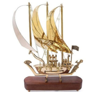 VYOM CURATIONS Precious Items SHIP-  B-R03 16Inches Brass &  MDF Base