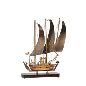 VYOM CURATIONS Precious Items SHIP-  B-R04 19Inches Brass &  MDF Base